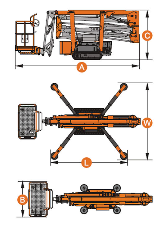 Tracked platform Dingli GTBZ 19AS -Measurements